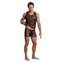 Male Power Stretch Net Tank top siateczkowy z wycięciem, czarny