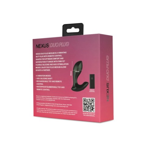 Nexus Duo Plug czarny - silikonowy model wibrujący z pilotem bezprzewodowym Nexus Duo Plug czarny - silikonowy model wibrujący z pilotem bezprzewodowym
