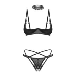 Obsessive Donarella Komplet 3-częściowy Czarny XS/S Koronka Choker