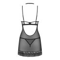 Obsessive Donarella XL/2XL - komplet koszulka i stringi z chokerem, czarny