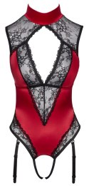 Cottelli Lingerie Body Satynowo-Koronkowe Czerwone S Regulowane