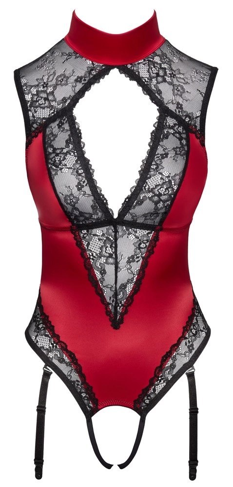 Cottelli Lingerie Body Satynowo-Koronkowe Czerwone S Regulowane Cottelli Lingerie Body Satynowo-Koronkowe Czerwone S Regulowane