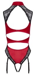 Cottelli Lingerie Body Satynowo-Koronkowe Czerwone S Regulowane