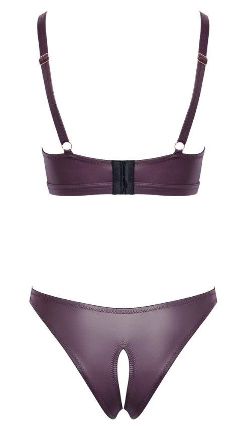 Cottelli Lingerie Zestaw Fioletowy Wet Look S - Biustonosz i Majtki Otwarte Cottelli Lingerie Zestaw Fioletowy Wet Look S - Biustonosz i Majtki Otwarte