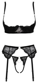 Cottelli Lingerie komplet koronkowy 3-częściowy czarny 85B/L