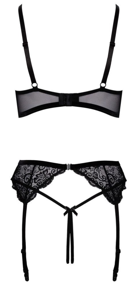 Cottelli Lingerie komplet koronkowy 3-częściowy czarny 85B/L Cottelli Lingerie komplet koronkowy 3-częściowy czarny 85B/L
