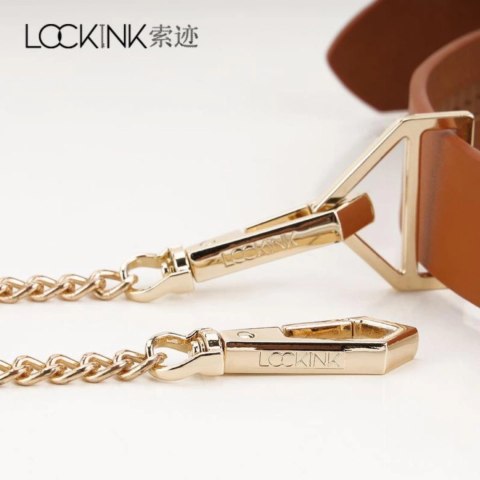 LOCKINK Zestaw obroża ze smyczą brązowa regulowana 80cm LOCKINK Zestaw obroża ze smyczą brązowa regulowana 80cm