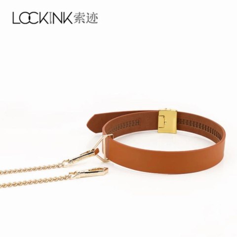 LOCKINK Zestaw obroża ze smyczą brązowa regulowana 80cm LOCKINK Zestaw obroża ze smyczą brązowa regulowana 80cm