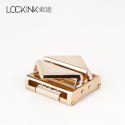LOCKINK Zestaw obroża ze smyczą brązowa regulowana 80cm