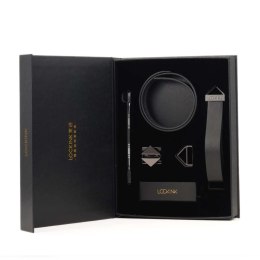 Lockink Zestaw obroża regulowana ze smyczą czarna 80cm