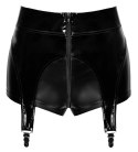 Noir Handmade XL - Matowe majtki z wysokim stanem, szelki do pończoch, czarne