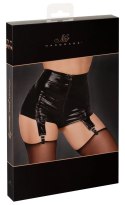Noir Handmade XL - Matowe majtki z wysokim stanem, szelki do pończoch, czarne
