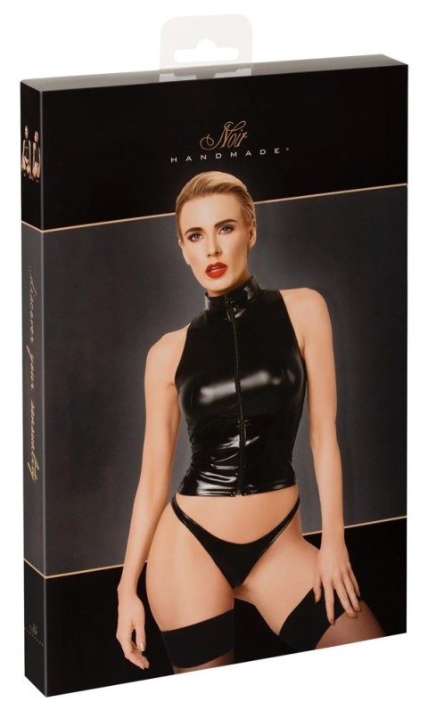 Noir Handmade Top Bez Rękawow Czarny XL z Zamkiem i Kołnierzykiem Noir Handmade Top Bez Rękawow Czarny XL z Zamkiem i Kołnierzykiem