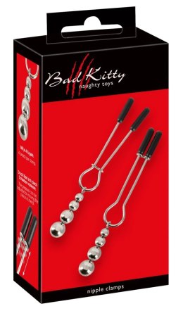 Bad Kitty - regulowane klipsy intymne z ozdobnymi kulkami, 8,5 cm
