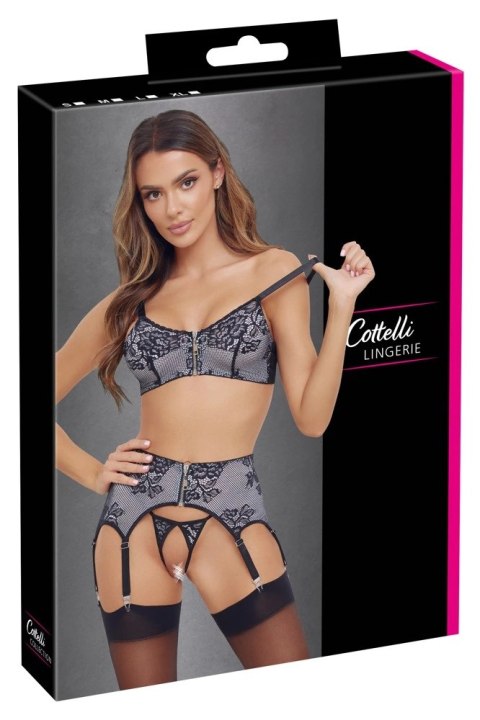 Cottelli Lingerie komplet 3-częściowy z koronką rozmiar L czarny Cottelli Lingerie komplet 3-częściowy z koronką rozmiar L czarny