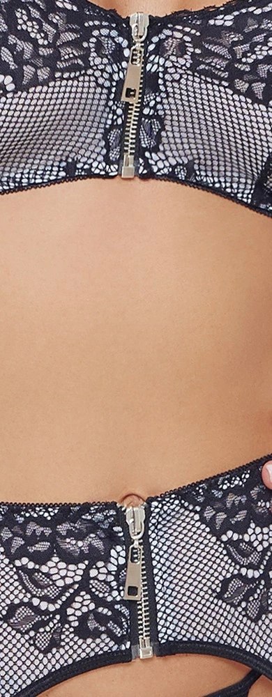 Cottelli Lingerie komplet 3-częściowy z koronką rozmiar L czarny Cottelli Lingerie komplet 3-częściowy z koronką rozmiar L czarny