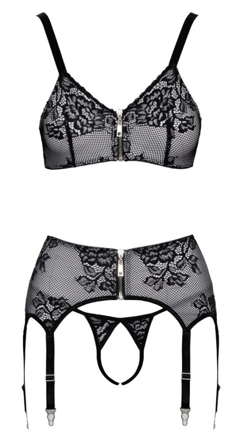 Cottelli Lingerie komplet 3-częściowy z koronką rozmiar L czarny Cottelli Lingerie komplet 3-częściowy z koronką rozmiar L czarny