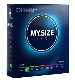 MY.SIZE PRO 47 mm 3 szt. precyzyjne ultracienkie prezerwatywy Vytex