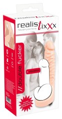 Realistixxx Double Fucker - Nakładka intymna z wibracjami 18 cm, naturalny kolor