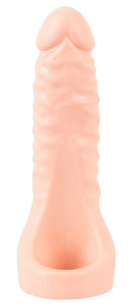 Realistixxx Double Fucker - Nakładka intymna z wibracjami 18 cm, naturalny kolor
