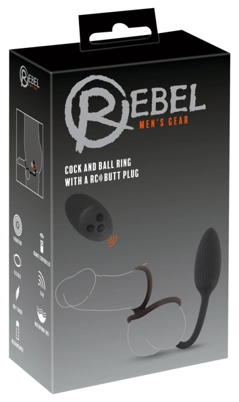 Rebel Cock & Ball Ring RC - System z Wibrującą Wtyczką i Pilotem, silikonowy