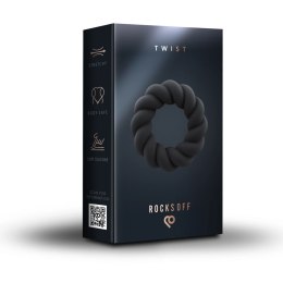 Rocks-Off Twist Pierścień silikonowy czarny, anatomiczny, 59 mm