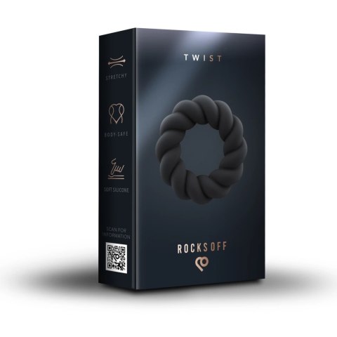 Rocks-Off Twist Pierścień silikonowy czarny, anatomiczny, 59 mm Rocks-Off Twist Pierścień silikonowy czarny, anatomiczny, 59 mm