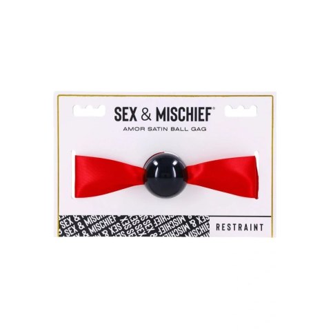 Sportsheets Sex & Mischief Amor satynowy knebel kulkowy czarno-czerwony Sportsheets Sex & Mischief Amor satynowy knebel kulkowy czarno-czerwony