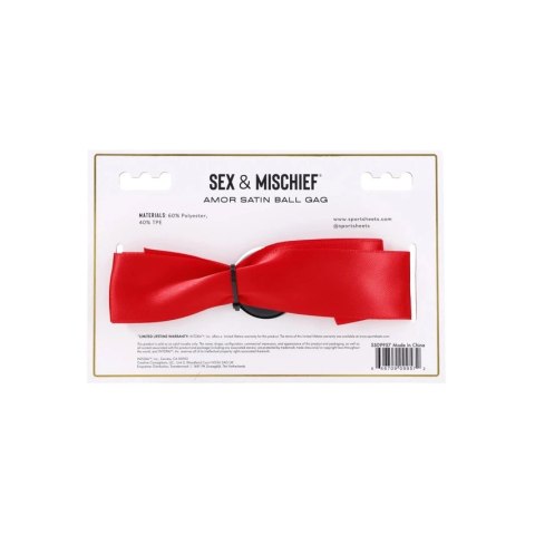 Sportsheets Sex & Mischief Amor satynowy knebel kulkowy czarno-czerwony Sportsheets Sex & Mischief Amor satynowy knebel kulkowy czarno-czerwony