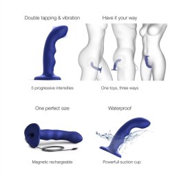 Strap-On-Me Wave Blue - Model z Funkcją Pulsacji, 15,3 cm, silikonowy