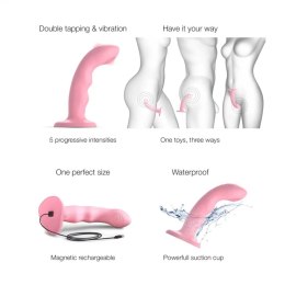 Strap-On-Me Wave Pink - silikonowy model z funkcją pulsacji, do uprzęży