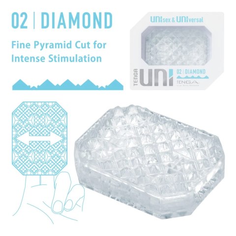 Tenga UNI Diamond - uniwersalna nakładka intymna, przezroczysta, 88x73x32 mm Tenga UNI Diamond - uniwersalna nakładka intymna, przezroczysta, 88x73x32 mm