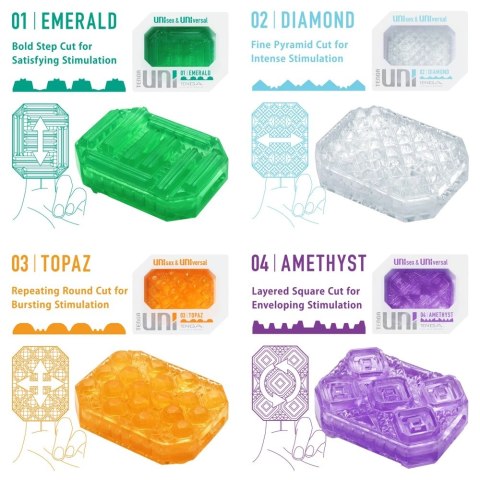 Tenga Uni Variety Pack 4 szt. - Zestaw uniwersalnych nakładek TPE Tenga Uni Variety Pack 4 szt. - Zestaw uniwersalnych nakładek TPE