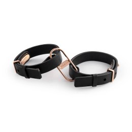 Crave ICON Cuffs czarne mankiety z rożowym złotem, regulowane