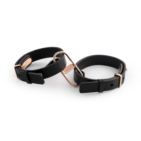Crave ICON Cuffs czarne mankiety z rożowym złotem, regulowane Crave ICON Cuffs czarne mankiety z rożowym złotem, regulowane