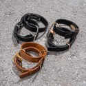 Crave ICON Cuffs mankiety z paskiem skorzanym i powłoką 18k złota