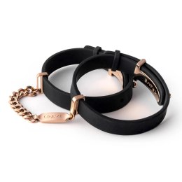 Crave ID Cuffs mankiety skorzane czarne z elementami rożowego złota