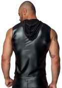 Noir Powerwetlook Męski Bezrękawnik z Kapturem Czarny 2XL