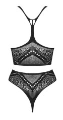 Obsessive K103 Czarny Komplet Top i Stringi z Siateczki S-L