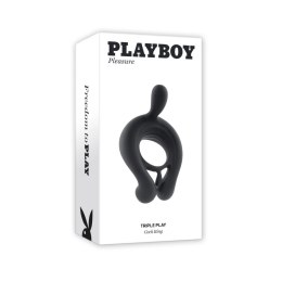 Playboy Pleasure Triple Play - silikonowy pierścień intymny, 3 silniki