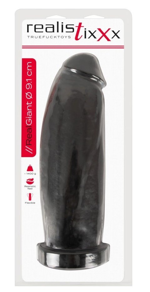Realistixxx Real Giant XXL 29,8 cm - model anatomiczny czarny PVC Realistixxx Real Giant XXL 29,8 cm - model anatomiczny czarny PVC