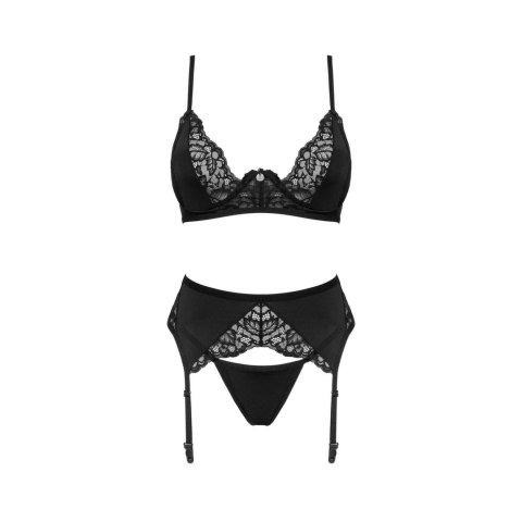 Obsessive Bellastia komplet 3-częściowy z pasem XL/XL2 czarny Obsessive Bellastia komplet 3-częściowy z pasem XL/XL2 czarny