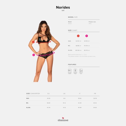 Obsessive Norides XS/S czarny komplet bielizny z koronką i fiszbinami Obsessive Norides XS/S czarny komplet bielizny z koronką i fiszbinami
