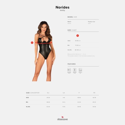 Obsessive Norides body XL/2XL czarne, regulowane, z fiszbinami Obsessive Norides body XL/2XL czarne, regulowane, z fiszbinami