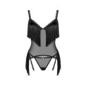 Obsessive Sherila XS/S komplet czarny z gorsetem i stringami