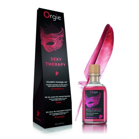 Orgie Zestaw do masażu ust Strawberry 100ml z olejkiem i akcesoriami