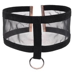 Sportsheets Sheer Day Collar czarna z karabińczykiem i aksamitną wstążką