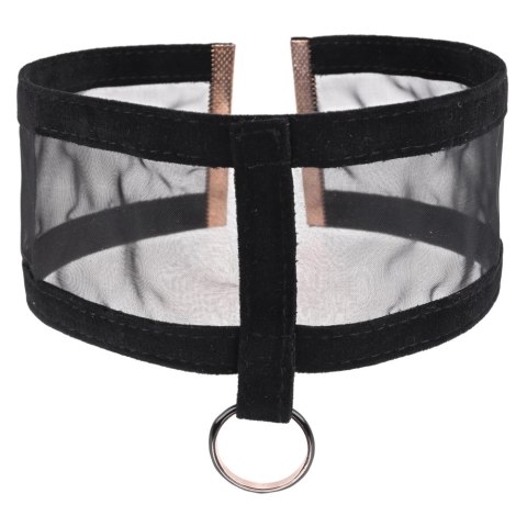 Sportsheets Sheer Day Collar czarna z karabińczykiem i aksamitną wstążką Sportsheets Sheer Day Collar czarna z karabińczykiem i aksamitną wstążką