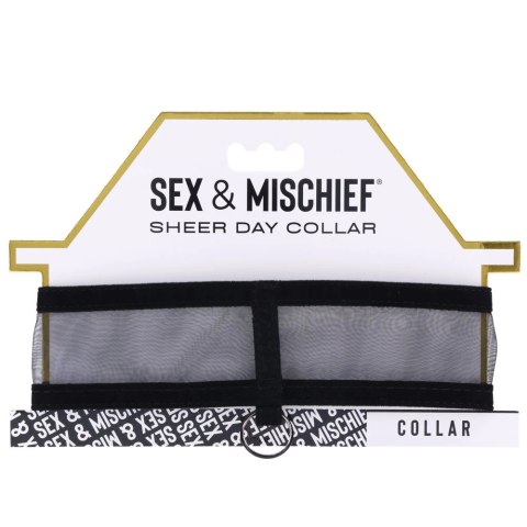 Sportsheets Sheer Day Collar czarna z karabińczykiem i aksamitną wstążką Sportsheets Sheer Day Collar czarna z karabińczykiem i aksamitną wstążką