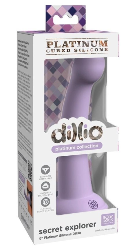 Dillio Platinum Secret Explorer 17,2 cm Fioletowy - silikonowy model z okrągłą końcowką Dillio Platinum Secret Explorer 17,2 cm Fioletowy - silikonowy model z okrągłą końcowką